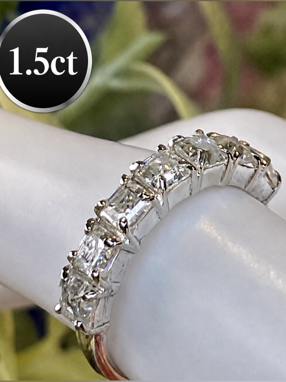 Certified 1.5ct Diamond Ring in Silver 925. Princess cut